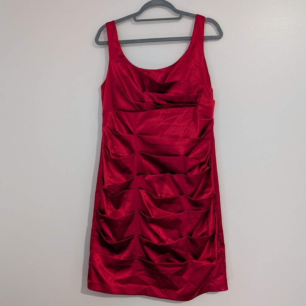 Bisou Bisou Red Ruched Fitted Dress Size 14 Cocktail‎ Party Formal